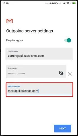 Tetapan server keluar