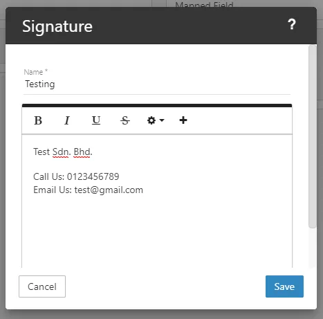 Editor signature