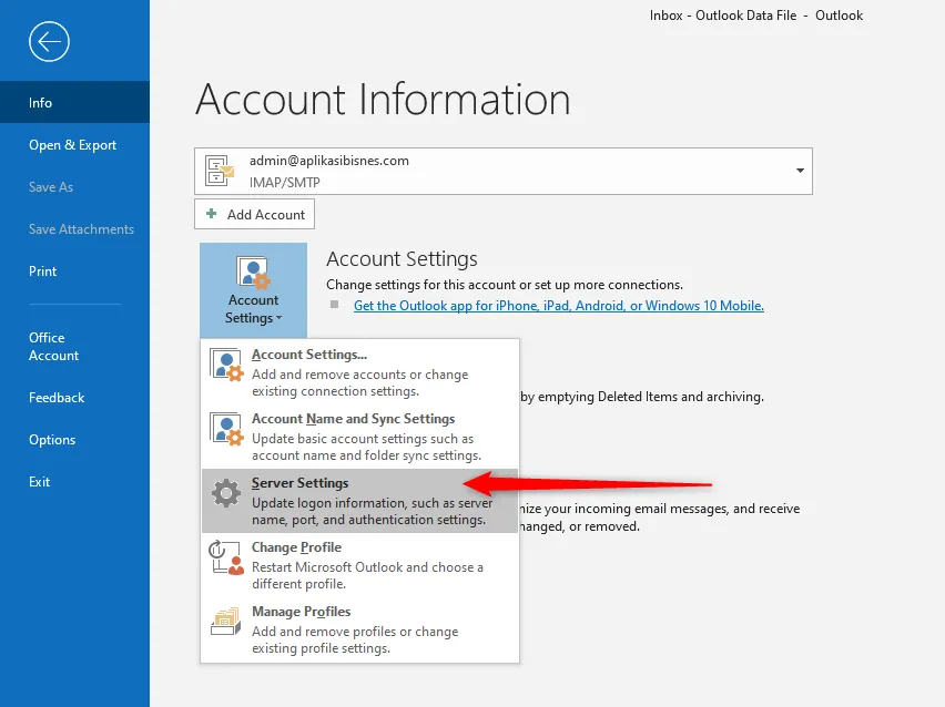 Account Settings dan Server Settings