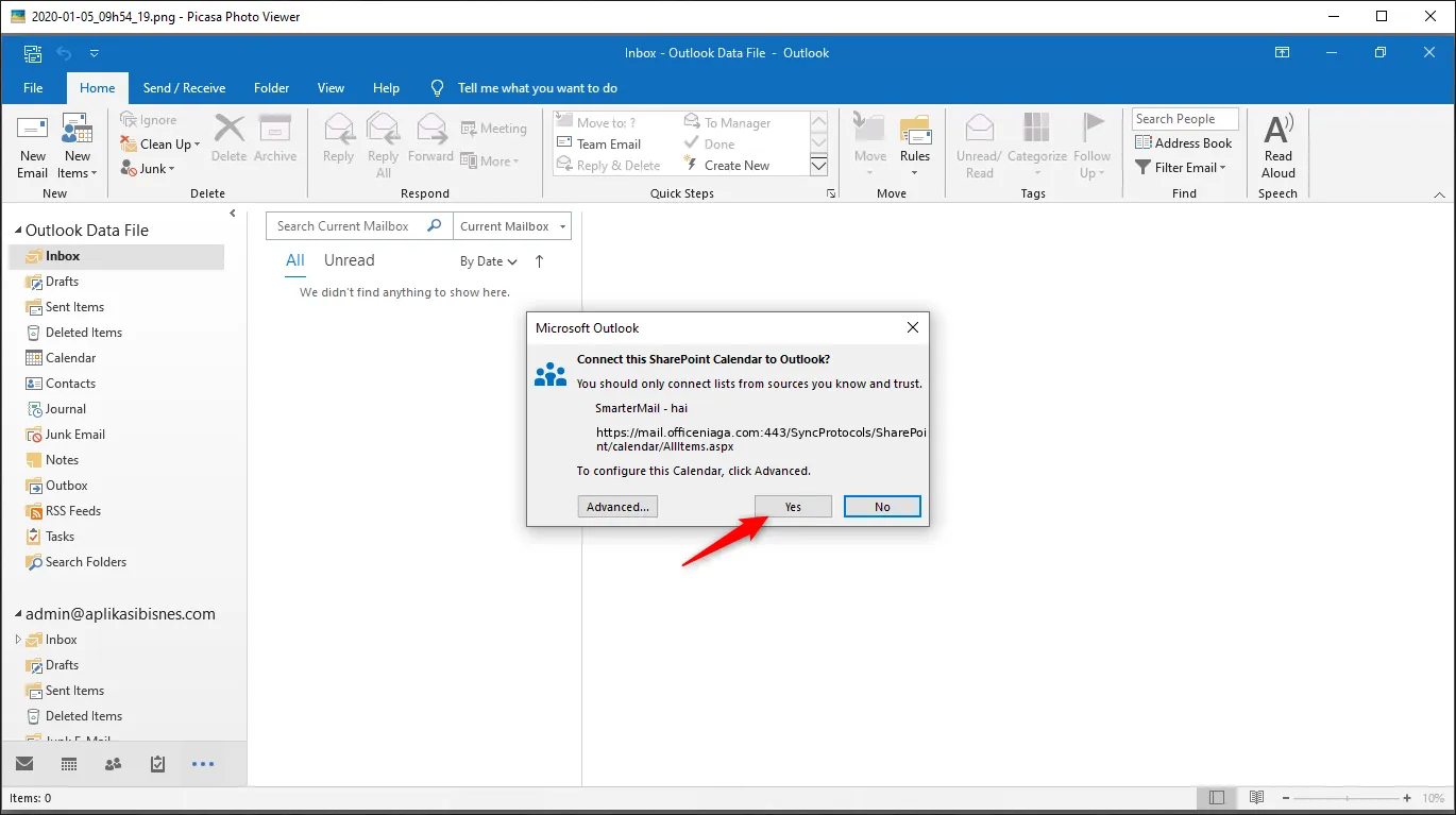 Sambung kalendar ke Outlook
