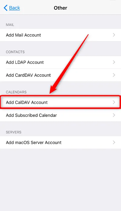 Add CalDAV Account