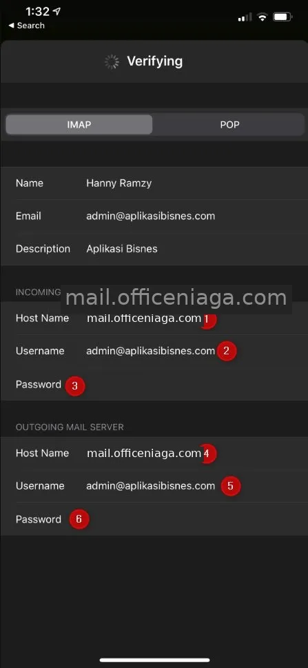 Maklumat server IMAP