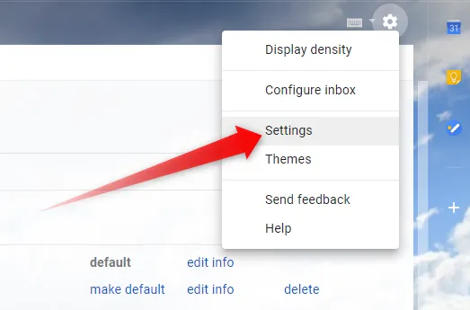 Settings di Gmail