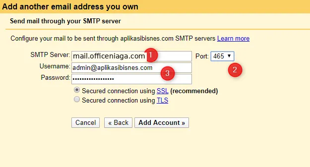 Tetapan SMTP