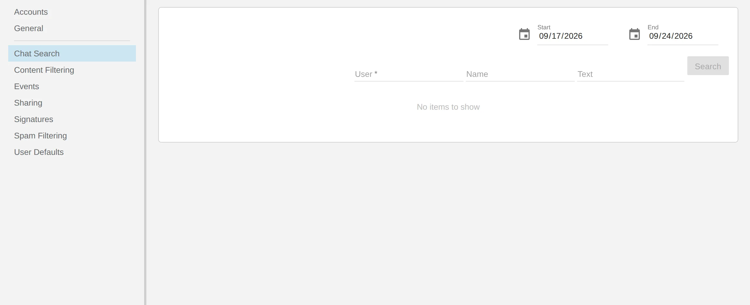 Domain Settings, Chat Search